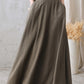 Dark khaki  A Line Swing Linen Maxi Skirt with Pockets  276701#
