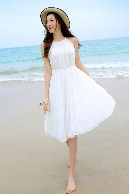 Summer Sleeveless Swing Chiffon Beach Dress 2948