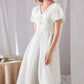 Women White Midi Swing Wedding Bridesmaid Dress 3458#