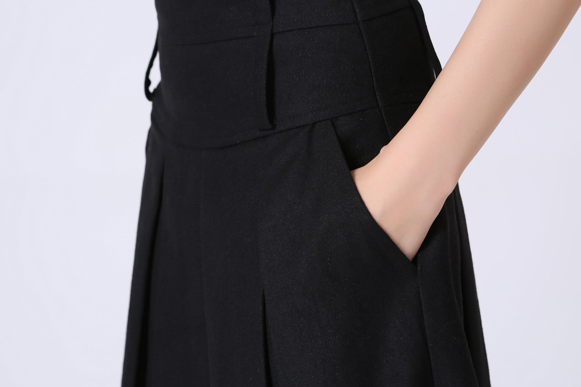 pleated A line wool Skirt in Black 1087# – XiaoLizi