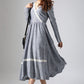 Gray dress elegant woman prom dress custom made maxi dress with lace detail 0807#