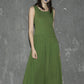green sleeveless midi linen dress 1317