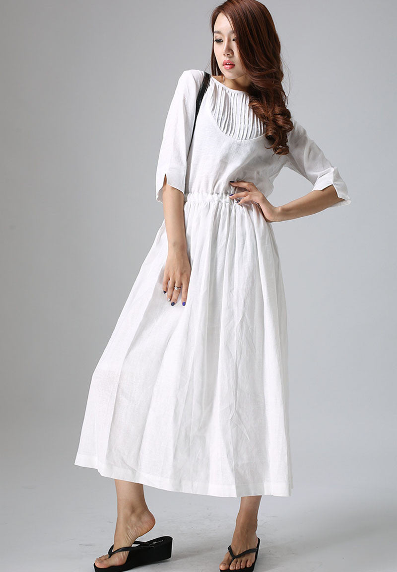 womne's long White maxi dress 0803# – Xiaolizi