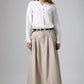 Women's maxi linen skrit in khaki 0903#