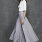 Light gray linen skirt women maxi skirt 1333#
