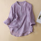 Simple Thin New Summer Women Linen Shirt 3598