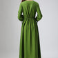 Green dress woman casual maxi dress long day dress custom made (806)