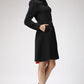 Black Winter Coat with Asymmetric Button Closure - Luxury Cashmere Wool Classical Jacket 715#