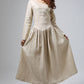 Original art retro cotton linen Long Dress (801)