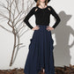 Dark blue linen skirt maxi skirt women skirt 1157#