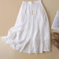 Women Loose Elastic Waist New Summer Linen Long Skirt 3594