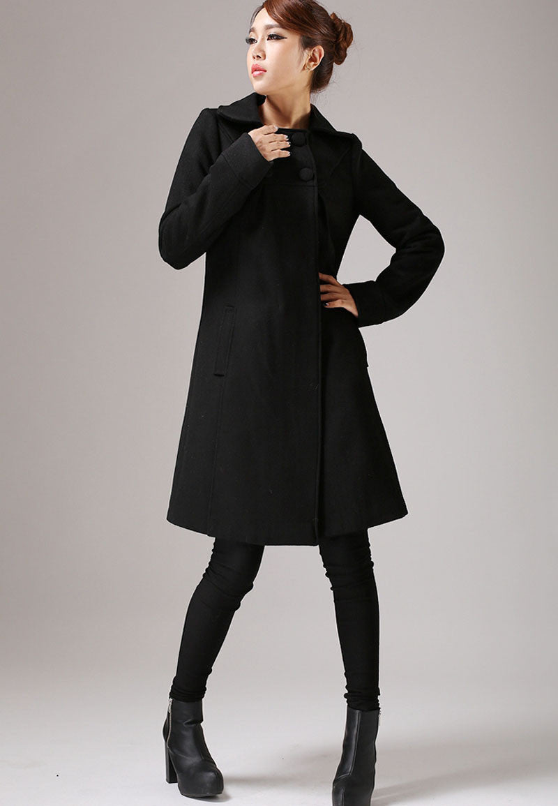 18 Ideas to Style Your Women Woolen Coat Button Black - The Kosha