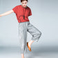 Gray Women Casual Linen pants 2602#