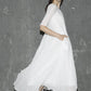 White linen dress maxi dress women dress long prom dress(1305)
