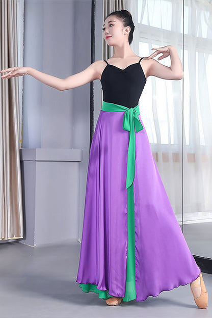 Green and Purple Chiffon Wrap Skirt - Reversible Big Swing 2932