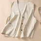 Vintage Inspired V-neck Women Plus Size Linen Vest 3645
