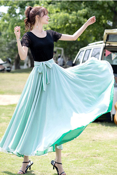 Summer Chiffon Reversible Big Swing Dance Skirt 2941