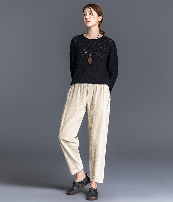Xiaolizi women's corduroy cotton elastic waist pants 2603