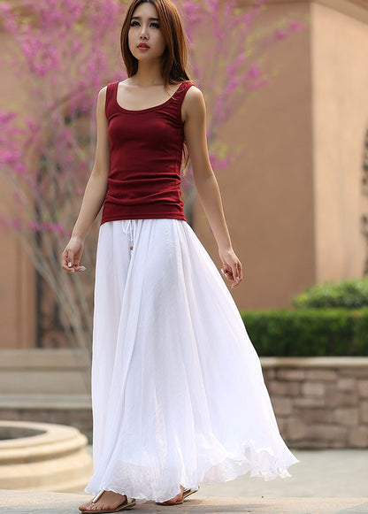 Swing maxi skirt in White 0944#