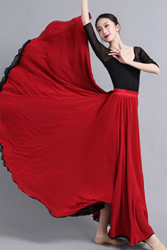 Black Reversible Chiffon Circle Skirt - Big Swing, High Waist Elastic 2937