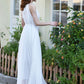 White Halter Maxi Swing Chiffon Dress 2921