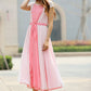 Pink chiffon dress maxi dress prom dress wedding dress (925)