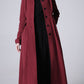 Long jacket wine red linen jacket women jacket (1169)