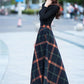 A Line Elastic Waist Plaid Wool Skirt 2709#