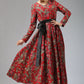 Ethnic print maxi dress linen dress A-line dress (693)