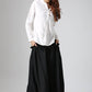 Black skirt woman pleated long skirt custom made maxi skirt 0822#
