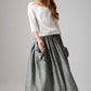 women's casual swing skirt, grey maxi skirt 0867#