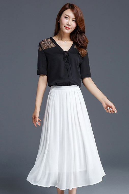 White pleated 2024 skirt chiffon