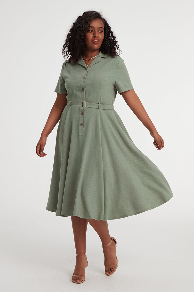 Plus size clearance green midi dress