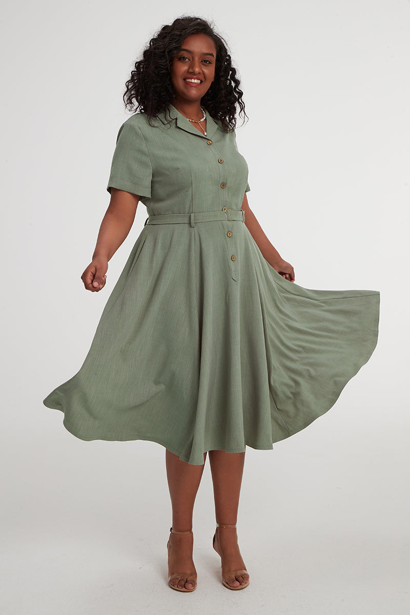 Olive green clearance short sleeve dress