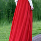 Red Long Swing Chiffon Skirt 2945