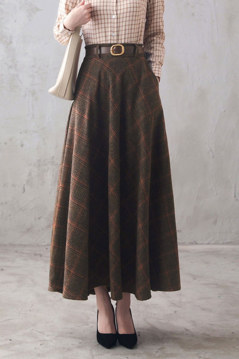 Vintage Inspired Long Plaid Wool Skirt 3102 – XiaoLizi