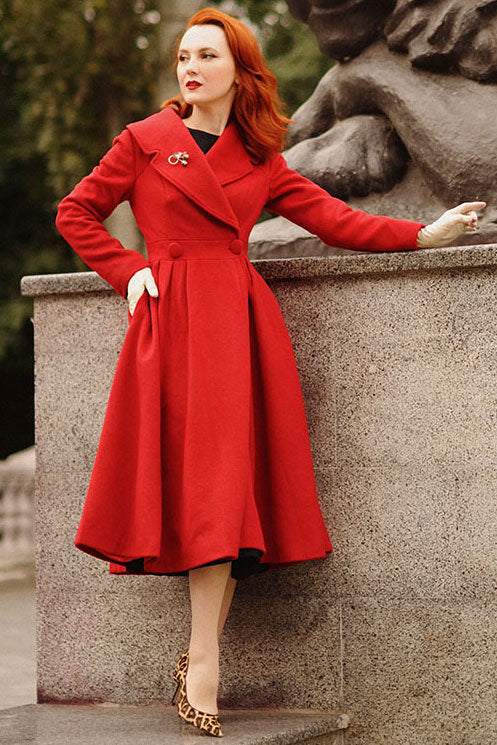 Long red best sale winter coat