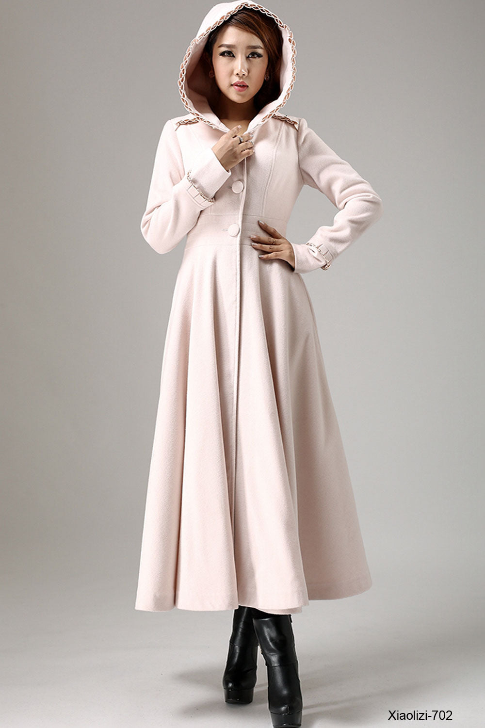 pink wool winter coat