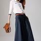 Custom made casual long pleated skirt in blue 0871#