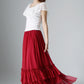 Red tiered maxi chiffon skirt for women 0985#