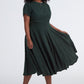 Plus size 1950's Swing Linen Midi Dress 3399#