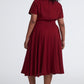 Retro plus size burgundy Linen dress 3400#