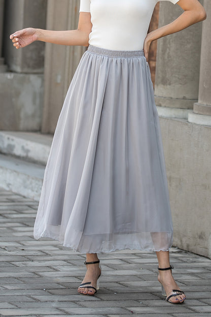 High waist Chiffon Summer Loose Pant Skirt 3434