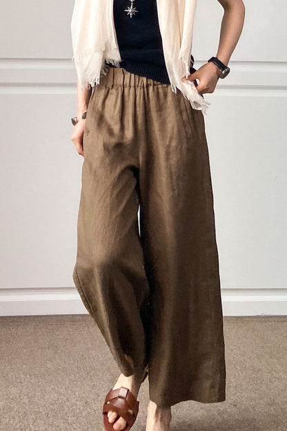Women Cotton Linen Loose Wide Leg Pants 3496