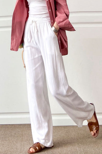 Elastic Waist Women Cotton Linen Casual Pants 3497