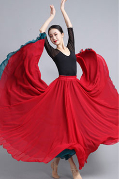 Summer Reversible Big Swing Chiffon Dance Skirt 2938