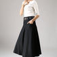 Black wool skirt - women maxi skirt - winter skirt 1084#