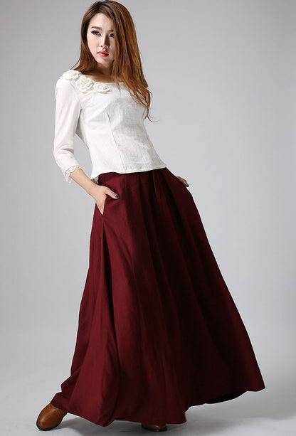 Red linen skirt