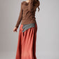 Maxi skirt Orange linen skirt women skirt (856)