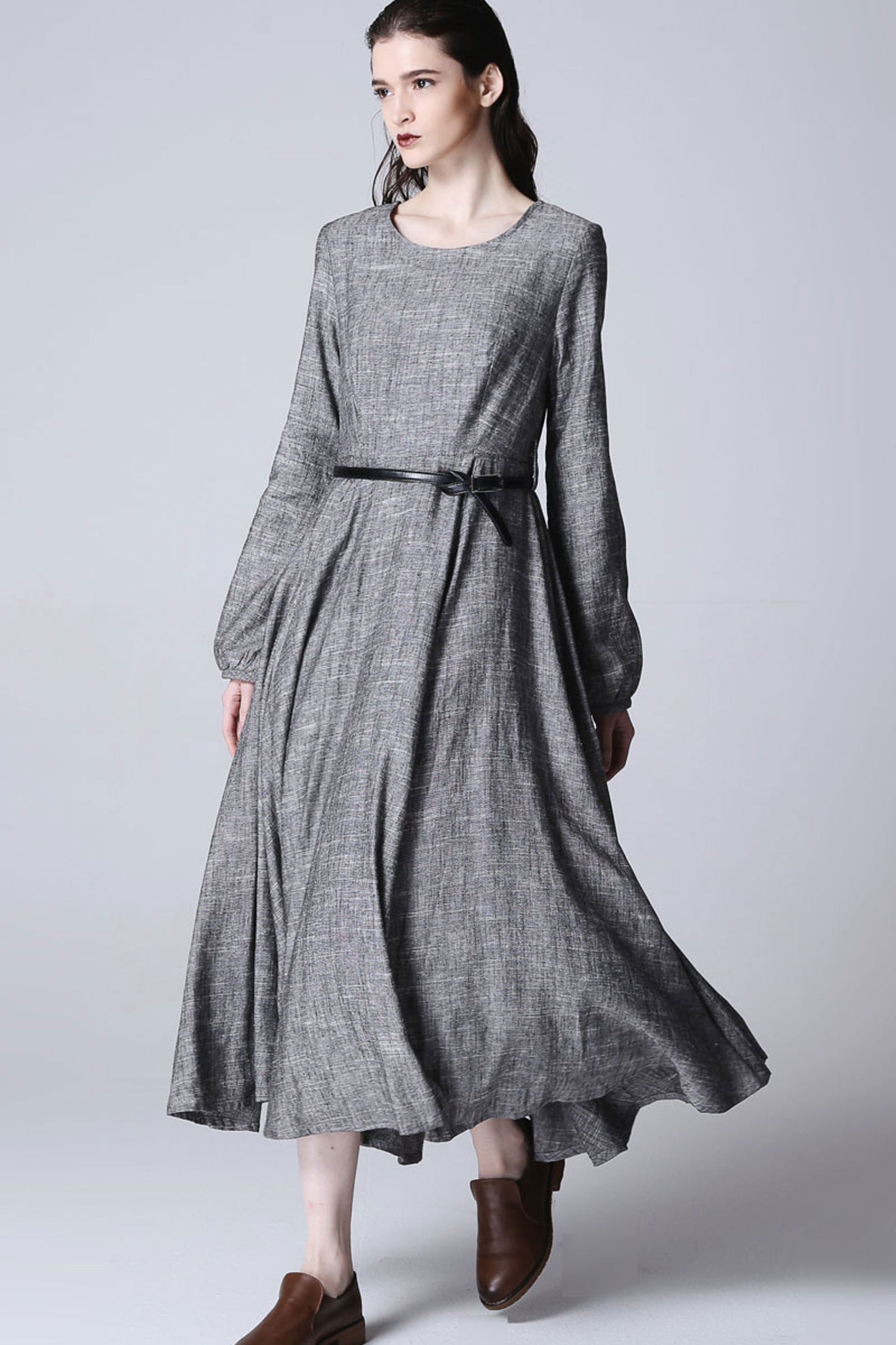 Maxi linen dress gray dress women long dress (1167) Xiaolizi Maxi linen dress gray dress women long dress (1167) Xiaolizi